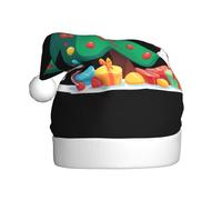 WHJSSF Candy Under the Christmas Tree Printing Chapeaux de Noël en peluche pour hommes et femmes chapeaux de Noël pour adultes Nouvel An