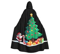 WHJSSF Candy Under the Christmas Tree Prints Cape à capuche pour adulte avec nœud papillon pour fêtes costumées, cosplay