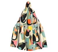 WHJSSF Cape à capuche art moderne du milieu du siècle avec imprimé chat d'Halloween adulte pour jeux de rôle, costumes de scène, fêtes facile d'entretien