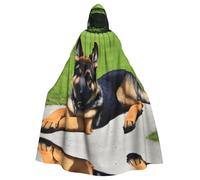 WHJSSF Cape à capuche avec imprimé chien de berger allemand pour adulte pour jeux de rôle, costumes de scène, fêtes faciles d'entretien