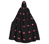 WHJSSF Cape à capuche brillante imprimée rouge à lèvres pour Halloween, pour jeux de rôle, costumes de scène, fêtes faciles d'entretien