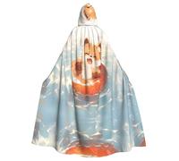 WHJSSF Cape à capuche imprimée The Adventures of Little Fox pour adulte avec nœud papillon, sans fermeture éclair