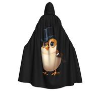 WHJSSF Cape à capuche Little Sparrow portant un chapeau haut-de-forme imprimé Halloween adulte pour jeux de rôle, costumes de scène, fêtes facile d'entretien