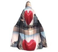 WHJSSF Cape à capuche Love In The City imprimée Halloween adulte pour jeux de rôle, costumes de scène, fêtes facile d'entretien