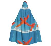 WHJSSF Cape à capuche orange pour adulte avec impression d'avion pour diverses fêtes et carnaval