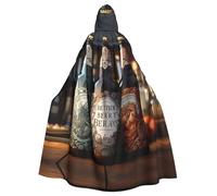 WHJSSF Cape à capuche pour adulte avec 3 bouteilles de bière imprimées Halloween - Très grande cape à capuche sans fermeture éclair