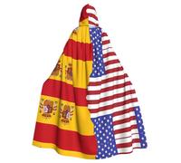 WHJSSF Cape à capuche pour adulte avec image de drapeau américain de l'Espagne pour Halloween est une cape super grande, confortable et durable