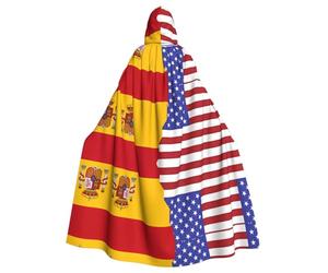 WHJSSF Cape à capuche pour adulte avec image de drapeau américain de l'Espagne pour Halloween est une cape super grande, confortable et durable