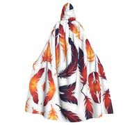 WHJSSF Cape à capuche pour adulte avec image de plumes de flamme, super grande, confortable et durable