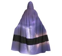 WHJSSF Cape à capuche pour adulte avec impression de tempête d'éclair - Très grande cape à capuche sans fermeture éclair