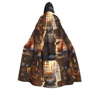 WHJSSF Cape à capuche pour adulte avec imprimé chaton qui travaille - Pour jeux de rôle, costumes de scène, fêtes - Entretien facile