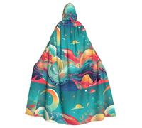 WHJSSF Cape à capuche pour adulte avec imprimé coloré sur le thème de l'océan - Très grande cape à capuche sans fermeture éclair