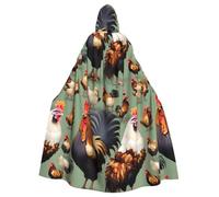 WHJSSF Cape à capuche pour adulte avec imprimé coq et poulet - Super grande cape à capuche sans fermeture éclair
