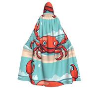 WHJSSF Cape à capuche pour adulte avec imprimé crabe de dessin animé, pour jeux de rôle, costumes de scène, fêtes, entretien facile