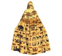 WHJSSF Cape à capuche pour adulte avec imprimé d'animaux de prairie africaine pour Halloween est une cape super grande, confortable et durable