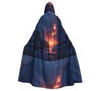 WHJSSF Cape à capuche pour adulte avec imprimé Fire Blooming In The Glacier - Pour jeux de rôle, costumes de scène, fêtes - Entretien facile