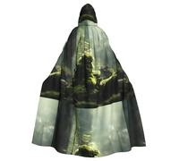 WHJSSF Cape à capuche pour adulte avec imprimé mousse verte luxuriante pour jeux de rôle, costumes de scène, fêtes facile d'entretien