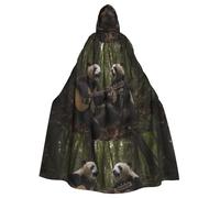 WHJSSF Cape à capuche pour adulte avec imprimé panda géant jouant de la guitare pour Halloween