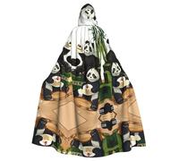 WHJSSF Cape à capuche pour adulte avec imprimé pandas de père et fils - Très grande cape à capuche sans fermeture éclair