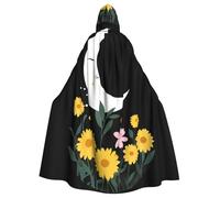 WHJSSF Cape à capuche pour adulte avec imprimé « The Moon In The Broken Flowers » - Pour jeux de rôle, costumes de scène, fêtes - Entretien facile
