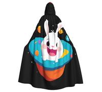 WHJSSF Cape à capuche pour adulte avec motif lapin et planète Happy Rabbit Planet pour Halloween, jeu de rôle