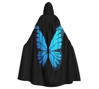 WHJSSF Cape à capuche pour adulte avec motif papillon dégradé bleu pour Halloween, jeu de rôle