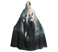 WHJSSF Cape à capuche pour adulte avec nœud papillon et imprimé deux loups pour Halloween, fêtes costumées, cosplay
