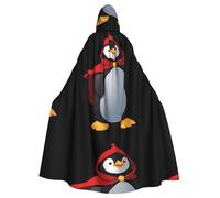 WHJSSF Cape à capuche pour adulte avec nœud papillon - Imprimé pingouin rouge - Pour fêtes costumées, cosplay