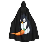 WHJSSF Cape à capuche pour adulte avec nœud papillon - Imprimé pingouin tirant des carottes - Pour Halloween et cosplay