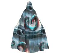 WHJSSF Cape à capuche pour adulte avec nœud papillon, sans fermeture éclair Motif serpent géant dans la mer