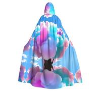 WHJSSF Cape à capuche pour adulte en coton imprimé barbe à papa pour jeux de rôle, costumes de scène, fêtes facile d'entretien