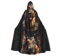 WHJSSF Cape à capuche pour adulte Imprimé berger allemand Halloween - Très grande cape à capuche sans fermeture éclair