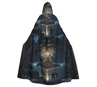 WHJSSF Cape à capuche pour adulte Motif arbre de la sagesse antique - Très grande cape à capuche sans fermeture éclair