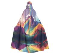 WHJSSF Cape à capuche pour adulte Motif arc-en-ciel derrière la montagne