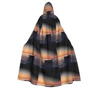 WHJSSF Cape à capuche pour adulte Motif bateau à voile sous le soleil couchant Impression Halloween - Très grande cape à capuche sans fermeture éclair