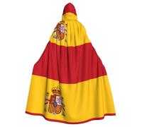 WHJSSF Cape à capuche pour adulte Motif drapeau espagnol Pour jeux de rôle, costumes de scène, fêtes Entretien facile
