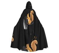 WHJSSF Cape à capuche pour adulte Motif écureuil sautant sur le piano - Super grande cape à capuche sans fermeture éclair