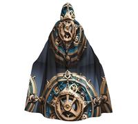 WHJSSF Cape à capuche pour adulte Motif engrenages Steampunk cool Imprimé Super Large avec nœud papillon