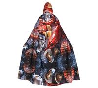WHJSSF Cape à capuche pour adulte Motif fruits de mer gros plan Halloween Jeu de rôle