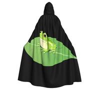WHJSSF Cape à capuche pour adulte Motif grenouille sur feuilles vertes Pour jeux de rôle, costumes de scène, fêtes Entretien facile