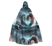 WHJSSF Cape à capuche pour adulte Motif serpent géant dans la mer pour Halloween