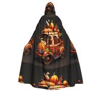 WHJSSF Cape à capuche pour adulte Motif Turquie sur citrouille Halloween Pour diverses fêtes et carnaval