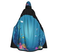 WHJSSF Cape à capuche The Happy World of Little Fish Prints Halloween pour adulte pour jeux de rôle, costumes de scène, fêtes facile d'entretien