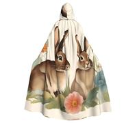 WHJSSF Cape à capuche vintage avec imprimé lapin lapin de Pâques pour Halloween adulte - Super grande cape à capuche sans fermeture éclair