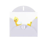 WHJSSF Carte de vœux blanche avec imprimé pauvre petit canard jaune, parfaite pour la Saint-Valentin, un anniversaire de mariage et des invitations de fête