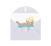WHJSSF Carte de vœux blanche avec inscription « Happy water sloth on vacation » - Parfaite pour la Saint-Valentin, un anniversaire de mariage et des invitations de fête