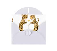 WHJSSF Carte de vœux blanche « I love you surrounded by Leopard Print » - 10,2 x 15,2 cm - Pour Noël, anniversaire d'enfant, Saint-Valentin, anniversaire de mariage et invitations de fête