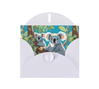 WHJSSF Carte de vœux blanche imprimée avec deux koalas heureux, parfaite pour la Saint-Valentin, un anniversaire de mariage et des invitations de fête