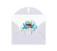 WHJSSF Carte de vœux blanche imprimée avec petit monstre sur un nuage blanc. Parfaite pour la Saint-Valentin, un anniversaire de mariage et des invitations de fête