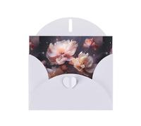WHJSSF Carte de vœux blanche imprimée de fleurs fantastiques, parfaite pour la Saint-Valentin, un anniversaire de mariage et des invitations de fête